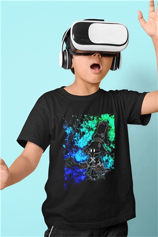 Süpürgeli Cadı Baskılı Unisex Siyah  Çocuk Tişört
