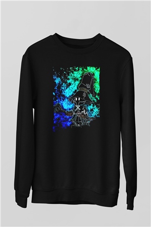 Süpürgeli Cadı Baskılı Unisex Siyah  Sweatshirt
