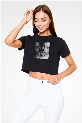 Sven Vath Siyah  Crop Top Tişört
