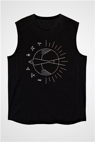 Swallow The Sun Baskılı Unisex Siyah Kolsuz Tişört - Tshirt