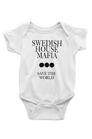 Swedish House Mafia Baskılı Beyaz Unisex Bebek Body - Zıbın