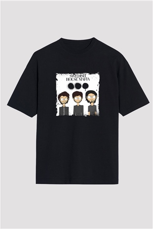 Swedish House Mafia Baskılı Unisex Oversize Siyah Tişört
