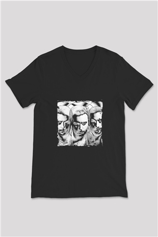 Swedish House Mafia Baskılı Unisex Siyah V Yaka Tişört