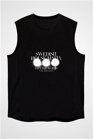Swedish House Mafia Baskılı Unisex Siyah Kolsuz Tişört
