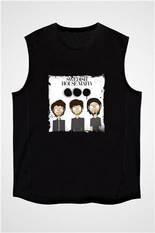 Swedish House Mafia Baskılı Unisex Siyah Kolsuz Tişört