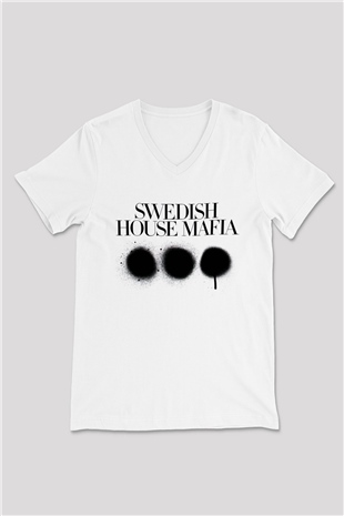 Swedish House Mafia Beyaz Unisex V Yaka Tişört T-Shirt