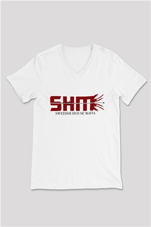 Swedish House Mafia Beyaz Unisex V Yaka Tişört T-Shirt