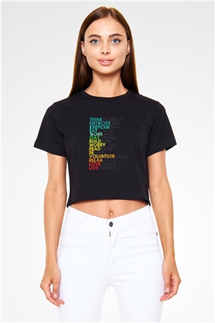 Swedish House Mafia Siyah Crop Top Tişört