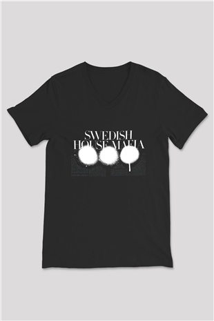 Swedish House Mafia Siyah Unisex V Yaka Tişört T-Shirt