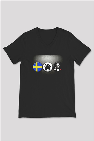 Swedish House Mafia Siyah Unisex V Yaka Tişört