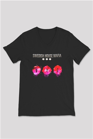 Swedish House Mafia Siyah Unisex V Yaka Tişört