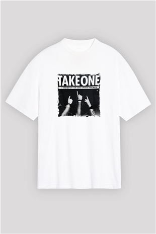 Swedish House MafiaBaskılı Beyaz Oversize Tişört