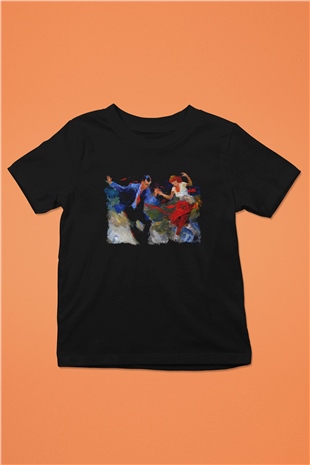 Swing Baskılı Siyah Unisex Çocuk Tişört