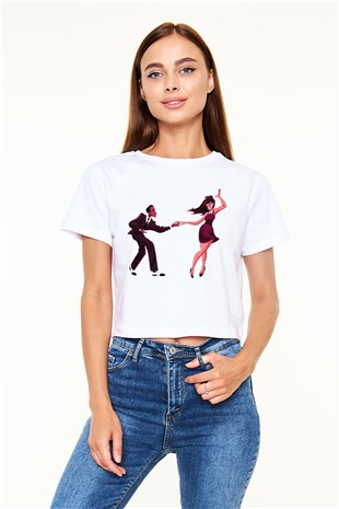 Swing Beyaz Croptop Tişört