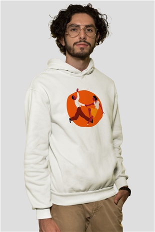 Swing Beyaz Unisex Kapşonlu Sweatshirt