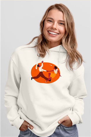 Swing Beyaz Unisex Kapşonlu Sweatshirt
