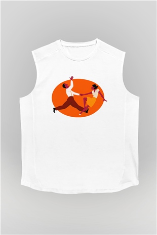 Swing Beyaz Unisex Kolsuz Tişört