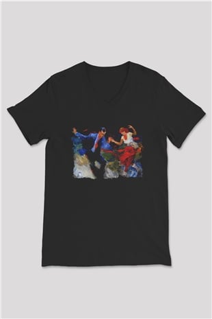 Swing Siyah Unisex V Yaka Tişört T-Shirt
