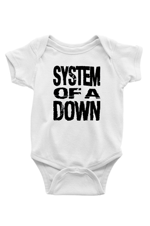 System of a Down Baskılı Beyaz Unisex Bebek Body - Zıbın