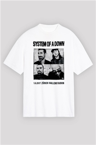 System of a Down Beyaz Unisex Oversize Tişört T-Shirt