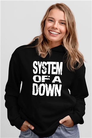 System of a Down Siyah Unisex Kapşonlu Sweatshirt