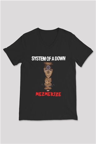 System of a Down Siyah Unisex V Yaka Tişört T-Shirt