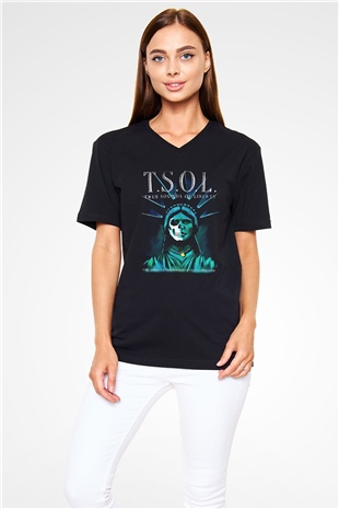 T.S.O.L. Siyah Unisex V Yaka Tişört T-Shirt