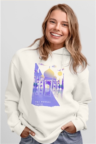 Tac Mahal Beyaz Unisex Hoodie