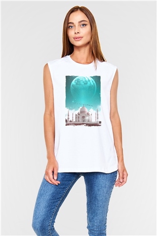 Tac Mahal Beyaz Unisex Kolsuz Tişört
