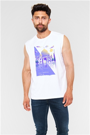 Tac Mahal Beyaz Unisex Kolsuz Tişört