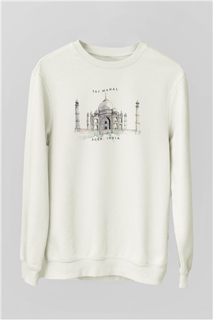 Tac Mahal Beyaz Unisex Sweatshirt