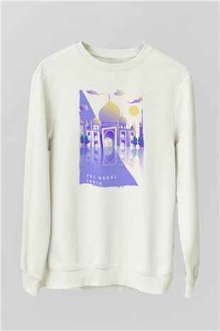 Tac Mahal Beyaz Unisex Sweatshirt