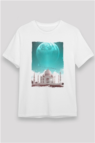 Tac Mahal Beyaz Unisex Tişört T-Shirt - TişörtFabrikası