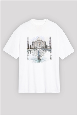 Tac Mahal Beyaz Oversize Tişört Oversize T-shirt - TişörtFabrikası