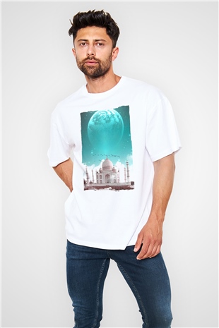 Tac Mahal Beyaz Oversize Tişört Oversize T-shirt - TişörtFabrikası