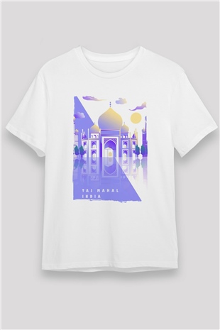 Tac Mahal Beyaz Unisex Tişört T-Shirt - TişörtFabrikası