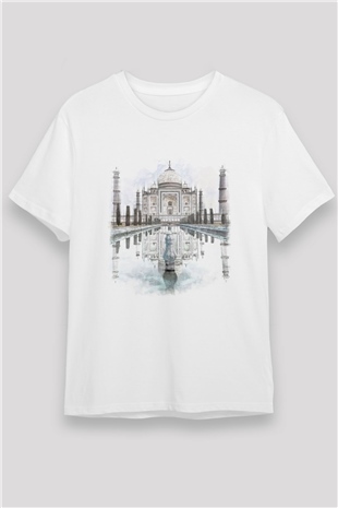 Tac Mahal Beyaz Unisex Tişört T-Shirt - TişörtFabrikası