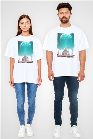 Tac Mahal Beyaz Oversize Tişört Oversize T-shirt - TişörtFabrikası