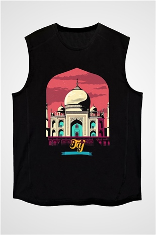 Tac Mahal Siyah Unisex Kolsuz Tişört