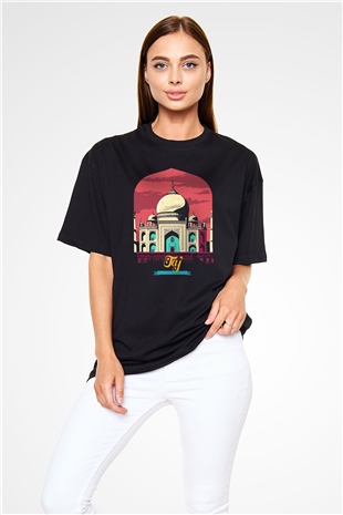 Tac Mahal Siyah Unisex Oversize Tişört T-Shirt