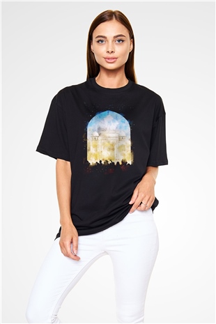 Tac Mahal Siyah Oversize Tişört Oversize T-shirt - TişörtFabrikası