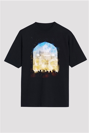 Tac Mahal Siyah Oversize Tişört Oversize T-shirt - TişörtFabrikası