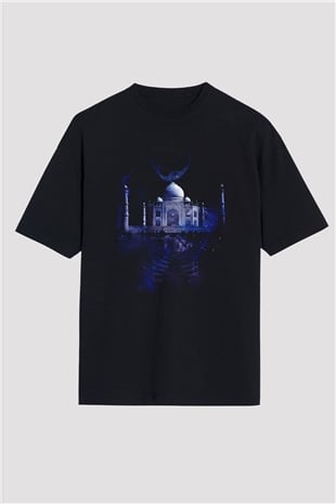 Tac Mahal Siyah Oversize Tişört Oversize T-shirt - TişörtFabrikası