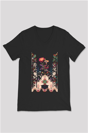Tac Mahal Siyah Unisex V Yaka Tişört