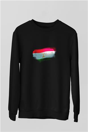 Tacikistan - Tajikistan Bayrağı Baskılı Unisex Siyah Sweatshirt