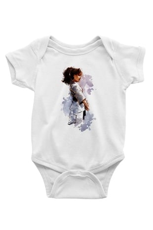 Taekwondo Baskılı Beyaz Unisex Bebek Body - Zıbın