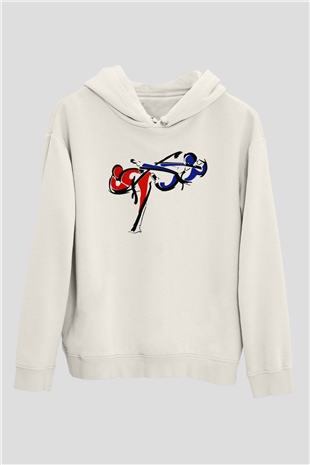 Taekwondo Beyaz Unisex Hoodie