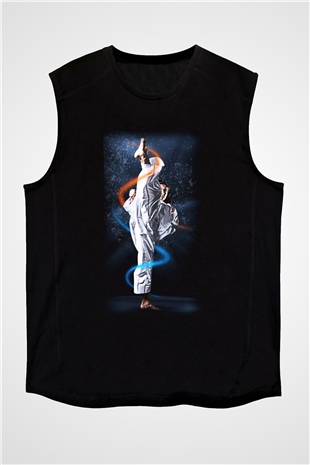 Taekwondo Siyah Unisex Kolsuz Tişört