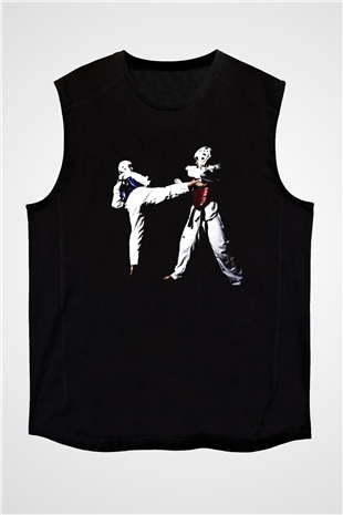 Taekwondo Siyah Unisex Kolsuz Tişört
