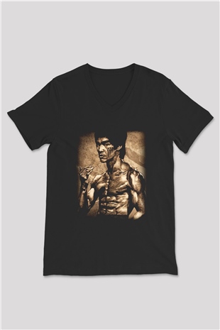 Taekwondo Siyah Unisex V Yaka Tişört T-Shirt